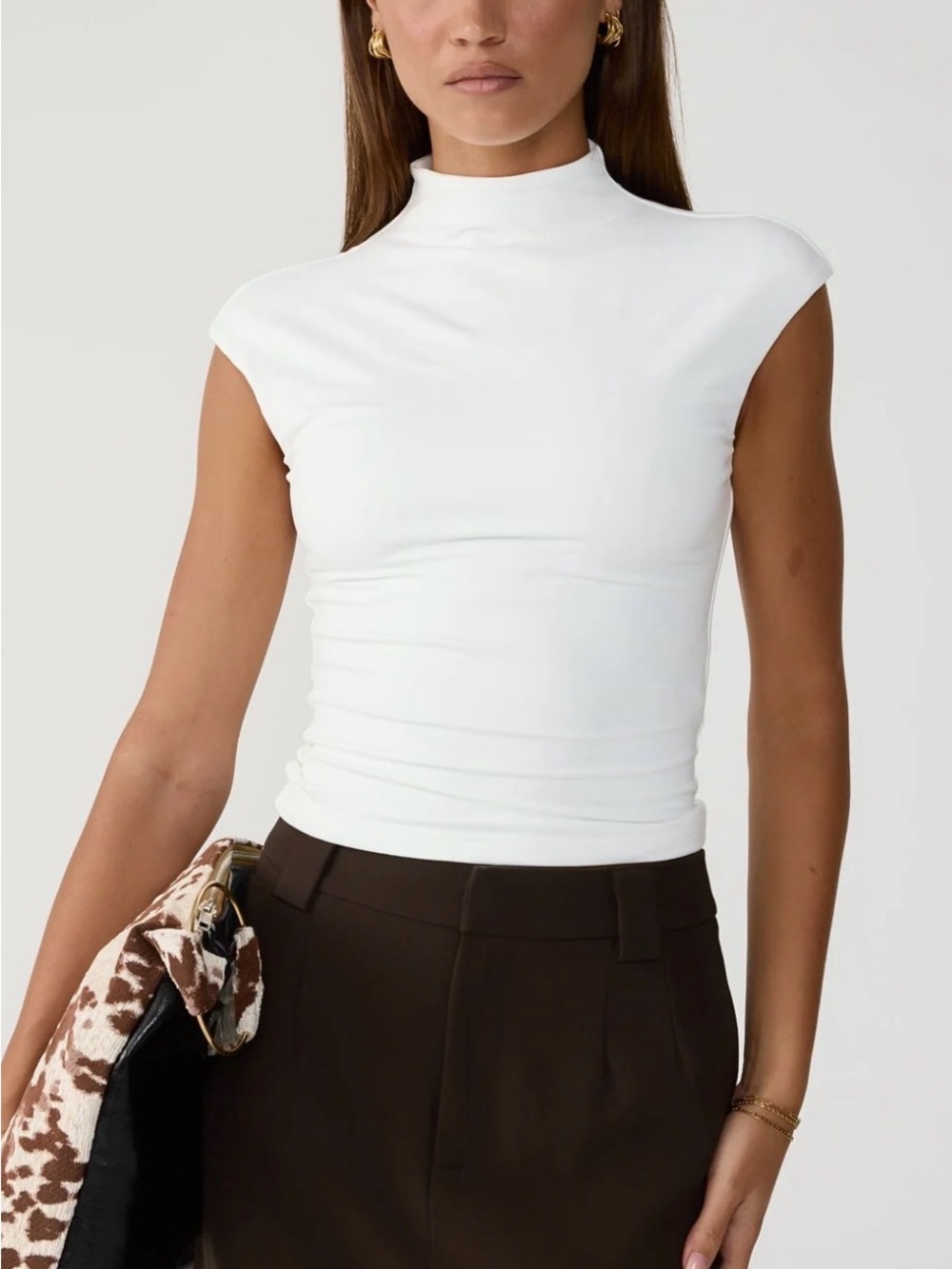 Charcoal USA Daney Top in White. Size 4.